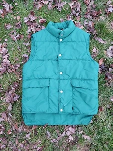 Woolrich Mens Vtg Down Fill Snap Up Green Puffer Vest Pockets USA Made - Picture 1 of 10