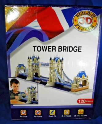New Sealed London Tower Bridge 3D Build-It Puzzle 120 Pieces by CubicFun  - Image 1 of 4