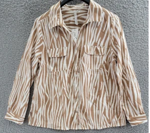 NY Collection Petite Long Roll Tab Sleeve Button up Top Size PL 6504 - Picture 1 of 2