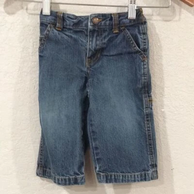 Jeans Carter's Baby Boy Talla 9M Azul Carpintero Lazo Utilidad 100% Algodón Recto Foto 1 de 4