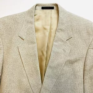 Chaqueta Blazer John Weitz 100% Seda Para Hombre 44L Bronceada Mini Pata de Gallo Hecha en Polonia - Imagen 1 de 15