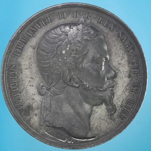 VITTORIO EMANUELE II MEDAGLIA 1859 ALLEANZA FRANCO SARDA METALLO BIANCO FDC - Foto 1 di 2