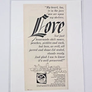 1964 Ball Dome Lids & Canning Jars Muncie Indiana Love Print Ad Preserves Mason - Picture 1 of 1