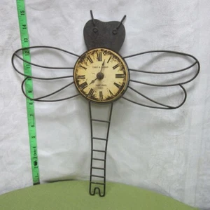 DRAGONFLY rustic iron clock Poirot & Germain battery-run Saint Croix throwback - Picture 1 of 3