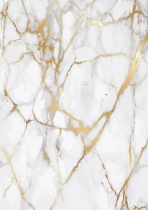 White Gold Marble Design Wallpaper A4 Sized Edible Wafer Paper / Icing Sheet  - Picture 1 of 4