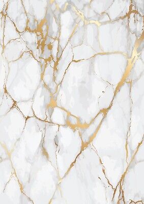 White Gold Marble Design Wallpaper A4 Sized Edible Wafer Paper / Icing Sheet  • 4.43€