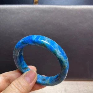 52.5mm Natural Gem quality Light Blue Apatite Crystal Bangle Bracelet Handmade - Picture 1 of 6