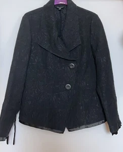 Brandtex Black Textured Blazer Jacket With Ribbon Tie Back + Sleeves Size 10 - Picture 1 of 5