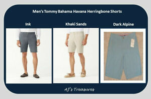 NWT Tommy Bahama Havana Herringbone Short~Ink Khaki Pine~32,33,34,35,38,40,42,44