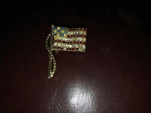 2" Red, White and Blue Rhinestone American Pin - Picture 1 of 4