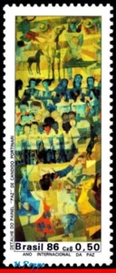 2078 BRAZIL 1986 INTL. PEACE YEAR, PAINTING WAR AND PEACE BY PORTINARI, ART, MNH - Picture 1 of 2