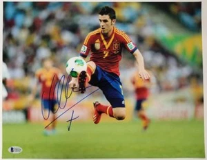 DAVID VILLA Firmada 11x14 Foto #1 Auto ESPAÑA Barcelona NYCFC ~ Beckett BAJO CERTIFICADO DE AUTENTICIDAD - Imagen 1 de 2