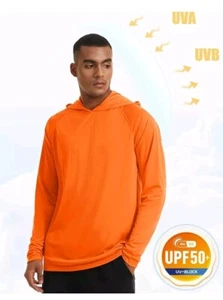 NWT Men's XL Orange UPF 50+ Sun Protection Rash Guard Work, Fishing, Sport Shirt - Picture 1 of 8