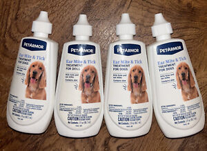 4x PetArmor Ear Mite and Tick Treatment for Dogs, 3oz Each Exp:09/27