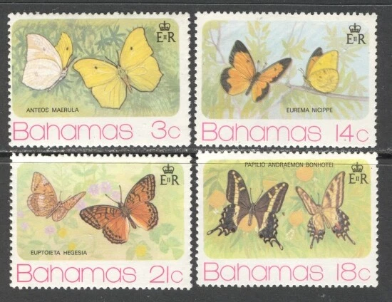 BAHAMAS 1975,蝴蝶,Scott 370-373,全新邮票 — 第 1/1 张图片