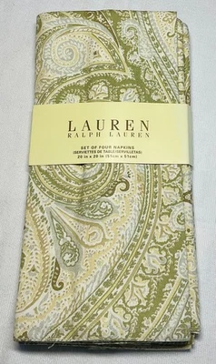 RALPH LAUREN FENTON PAISLEY YELLOW NAPKINS 20 x 20 100% cotton NIP