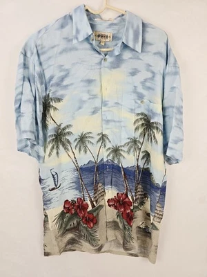Campia Moda 100% Rayon Hawaiian Themed Button Up Men’s Shirt Size Medium  - Image 1 of 4