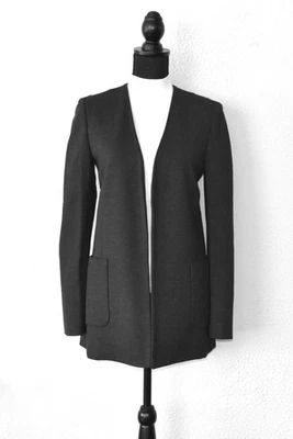 Chaqueta Larga B0 Auth THEORY Negra Carbón Frente Abierto Medio Forrada Talla 6 Foto 1 de 4