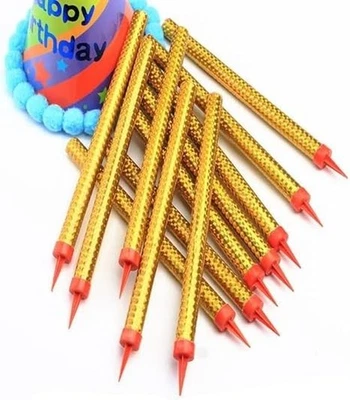 Birthday Candles for Cake topper, Parties, Weddings, Gold Flames, 6 PCS - Image 1 of 4