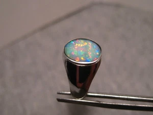 Mehrfarbiger Opal Ring - Massiver Edelstein Australischer Opal 0,925 Silber Größe 9 USA - Bild 1 von 10