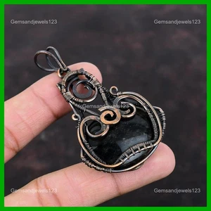 Sisters Day Deal Copper Natural Silver Sheen Obsidian Wife Wire Wrapped Pendant - Picture 1 of 6