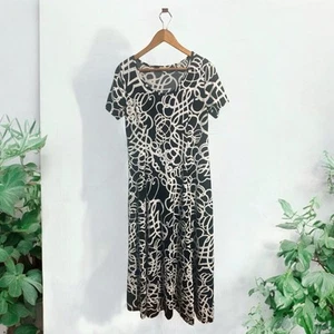 Haani Kleid Damen Large Schwarz Weiß Maxi Abstraktes Muster Kurzarm - Bild 1 von 4