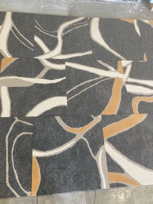 Ковровая плитка 24 X 24 черная серая тыква оранжевый белый абстрактный дизайн 12 в коробке - Изображение 1 из 4