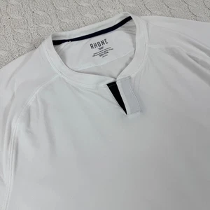 Rhone Delta Notch Neck Performance Pique T-Shirt Men's Size XXL White Tee - Picture 1 of 14