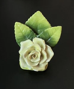 Vintage German Porcelain Yellow Flower Place Card Holder 2” - Picture 1 of 9