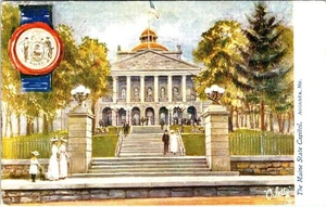 Augusta ME Maine   STATE CAPITOL   1907 Raphael Tuck Oilette Postcard - Picture 1 of 2