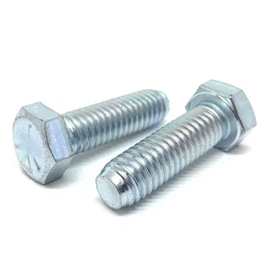 1/4-28x7/8" Hex Cap Screws Grade 5 Bolts Zinc Clear (Choose Qty) - Picture 1 of 6