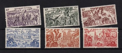 Wallis et Futuna 1946 old set Worldwar II stamps (Michel 170/75) nice MLH - Image 1 of 2