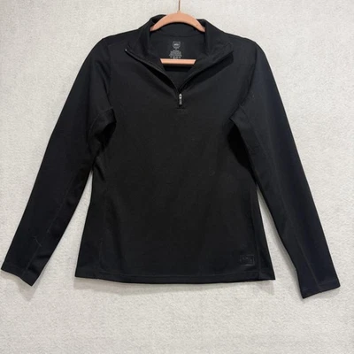 Pullover REI Mujer Mediano Negro Cuarto Cremallera Capa Base Hecho en EE. UU. Senderismo Foto 1 de 4
