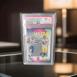 TOM BRADY AARON RODGERS 2017 ILLUSIONS MATCHING NUMBERS DUAL ACETATE SP PSA 8 - Picture 1 of 3