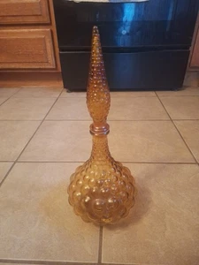 Amber Empoli Bottle Decanter With Stopper Squat - Picture 1 of 3