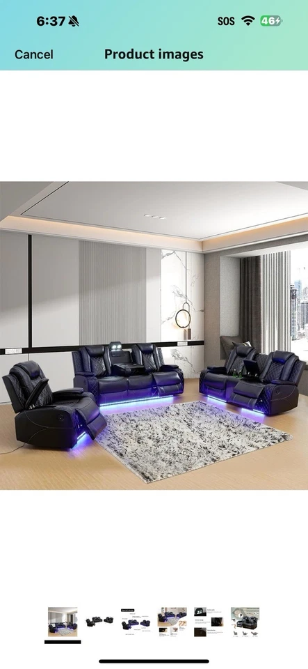 Multifunction Power Recliner Couch Set with LED Lights (more In Details) - Image 1 of 1