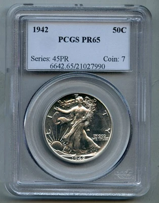 1942 Liberty Walking Silver Half Dollar PCGS PR 65 - Image 1 of 4