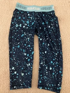 Under Armour Youth Girls Leggings Size YSM Youth Small Size 7 Heatgear Blue - Picture 1 of 6