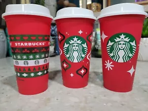 3 New 16oz Starbucks Holiday Christmas Red Cup Tumbler 2020 2022 2023 - Picture 1 of 3