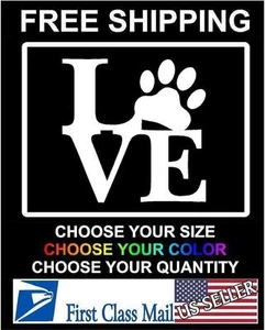 LOVE PAW Sticker Family Car Window Vinyl Decal Cute Animal Pet Dog Cat Wall Art - Picture 1 of 2