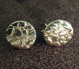 Pendientes pepita redondos lisos de oro amarillo de 14k nuevos niñas niños unisex - Imagen 1 de 5