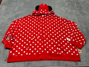 NEW Disney Hoodie Womens 3X 3XL Minnie Mouse Red Polka Dot Cosplay Parks Ears - Picture 1 of 10