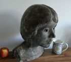 Antique Head Bust Maiden Girl Lady Statue Stone 19Th Century Art