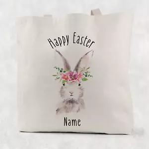Happy Easter Cotton Gift Bag, Tote Bag Personalised, re useable cotton bag - Picture 1 of 4