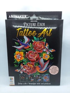 Picture Etch Tattoo Art Book by Hinkler Create Artmaker Flowers Animals Dragon - Picture 1 of 2