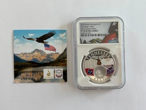 2020 Silver 1oz Colorized $10 Tennessee Pearl Treasures of the US Mesa NGC PF 70 - Picture 1 of 2