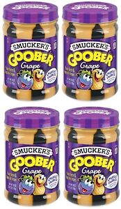 4 Jars Smucker's Goober Peanut Butter and Grape Jelly Stripes Size 18 oz (4-pck)