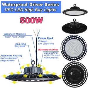 4 Pack 500W UFO Led High Bay Light Commercial Warehouse Factory Lighting Fixture - Picture 1 of 12