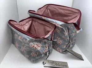 SET- AU MAISON Kulturtasche Kulturbeutel Kosmetiktasche Bügel Wisteria grau rose - Bild 1 von 7