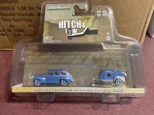 Greenlight  HITCH & TOW  1942 Ford Fordor Super Deluxe w/ tear drop trailer - Picture 1 of 1